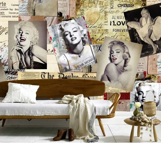 Custom retro wallpaper, sexy Monroe murals for the living room bedroom TV background wall waterproof papel de parede
Custom retro wallpaper, sexy Monroe murals for the living room bedroom TV background wall waterproof papel de parede
