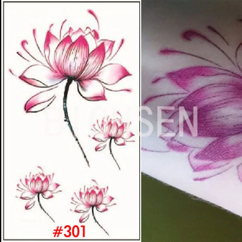 Временные татуировки с изображением цветка лотоса 1 лист (WTAo301) | Красота и