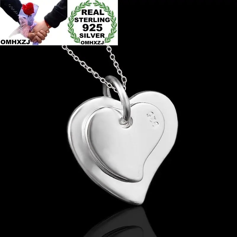 OMHXZJ Wholesale Personality Fashion Woman Girl Party Gift Silver Double Heart 925 Sterling Silver Charm Pendant Necklace CH67
OMHXZJ Wholesale Personality Fashion Woman Girl Party Gift Silver Double Heart 925 Sterling Silver Charm Pendant Necklace CH67