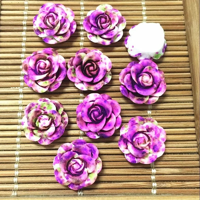 50pcs Resin Rose Flower flatback Appliques For phone wedding crafts RH-10