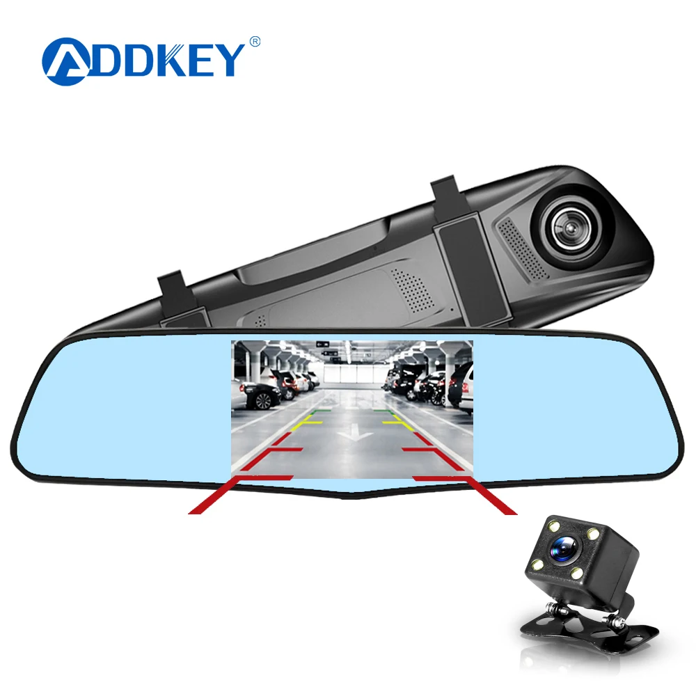 Автомобильный видеорегистратор ADDKEY Full HD 1080P 4 3 дюйма цифровое зеркало заднего
