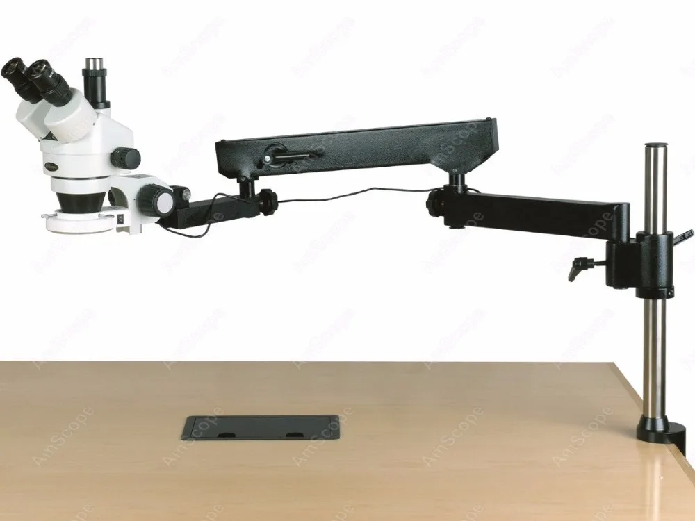 Articulating Arm Microscope--AmScope Supplies 7X-45X Trinocular Articulating Arm Pillar Clamp 144-LED Zoom Stereo Microscope
Articulating Arm Microscope--AmScope Supplies 7X-45X Trinocular Articulating Arm Pillar Clamp 144-LED Zoom Stereo Microscope