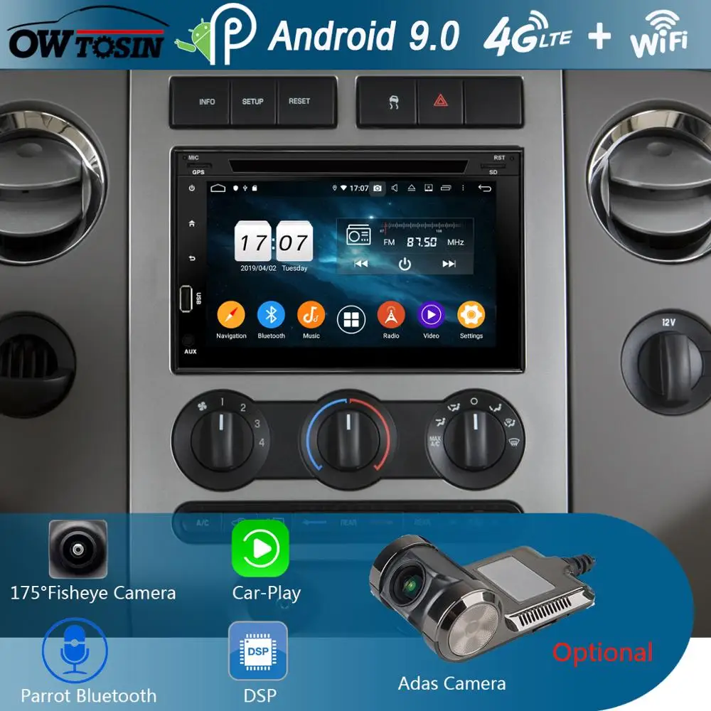 Фото Автомобильный DVD плеер 7 дюймов IPS 1024*600 8 ядер 4 Гб + 64 ГБ Android 9 0 для Ford F150 Mustang