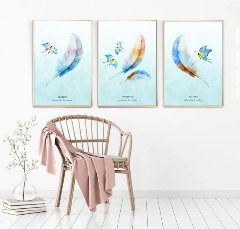 Nordic Beautiful Watercolor Feather Butterfly Canvas Painting Modular Wall Pictures for Living Room Unframed Home Decoration
Nordic Beautiful Watercolor Feather Butterfly Canvas Painting Modular Wall Pictures for Living Room Unframed Home Decoration
