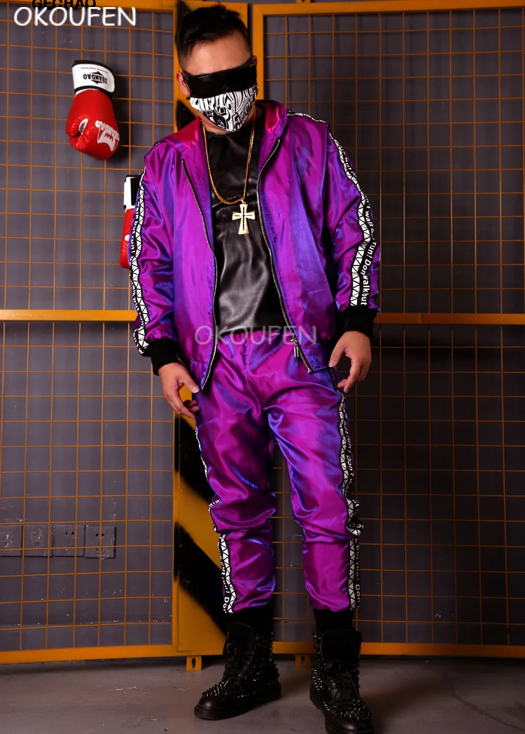 Customized Cool Fashion Purple Colorful Jacket Costumes Nightclub Bar Singer baseball Set party stage show dance dress
Customized Cool Fashion Purple Colorful Jacket Costumes Nightclub Bar Singer baseball Set party stage show dance dress