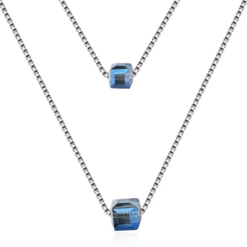 New Arrival Crystal Blue Double Layer Pendants Necklace Jewelry Fashion Silver Plated Necklace Girl Accessories Female
New Arrival Crystal Blue Double Layer Pendants Necklace Jewelry Fashion Silver Plated Necklace Girl Accessories Female