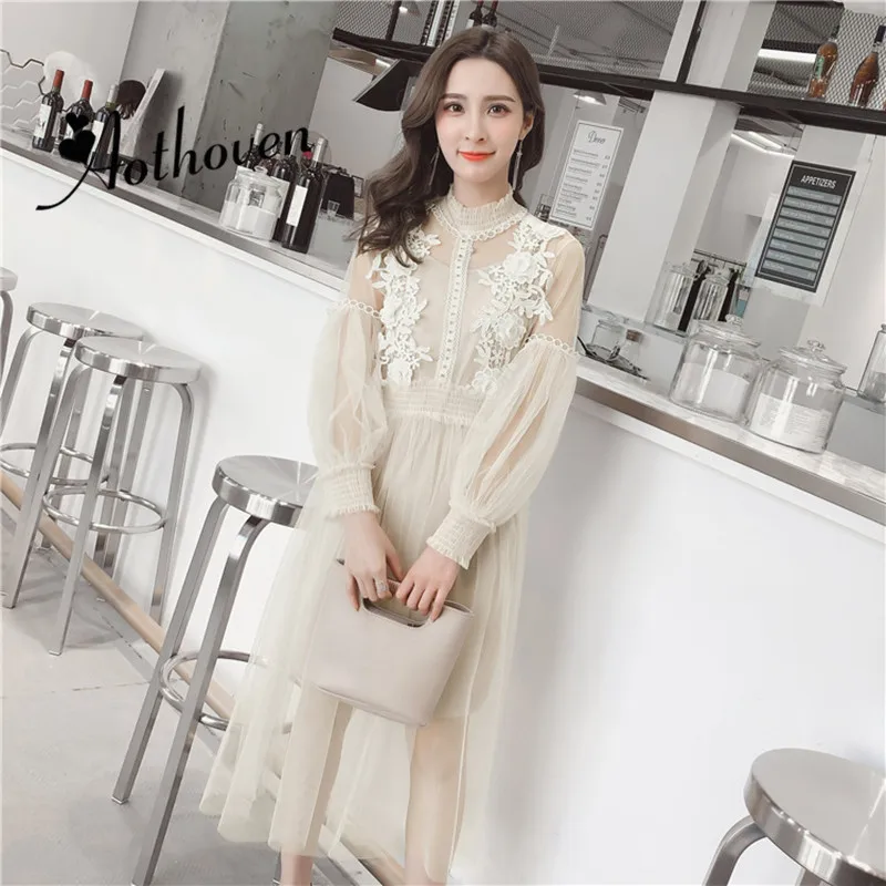 Summer Gauze Patchwork Lace Dresses Lantern Sleeve Elegant Women Dress Office Lady Sexy Party Vintage Bandage Long Dress Vestido
Summer Gauze Patchwork Lace Dresses Lantern Sleeve Elegant Women Dress Office Lady Sexy Party Vintage Bandage Long Dress Vestido