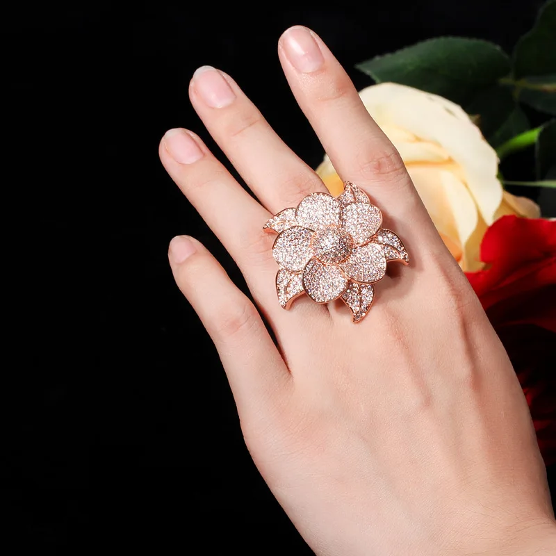 Bilincolor fashion trendy high quality rose gold cubic zirconia big flower wedding bridal ring female
Bilincolor fashion trendy high quality rose gold cubic zirconia big flower wedding bridal ring female