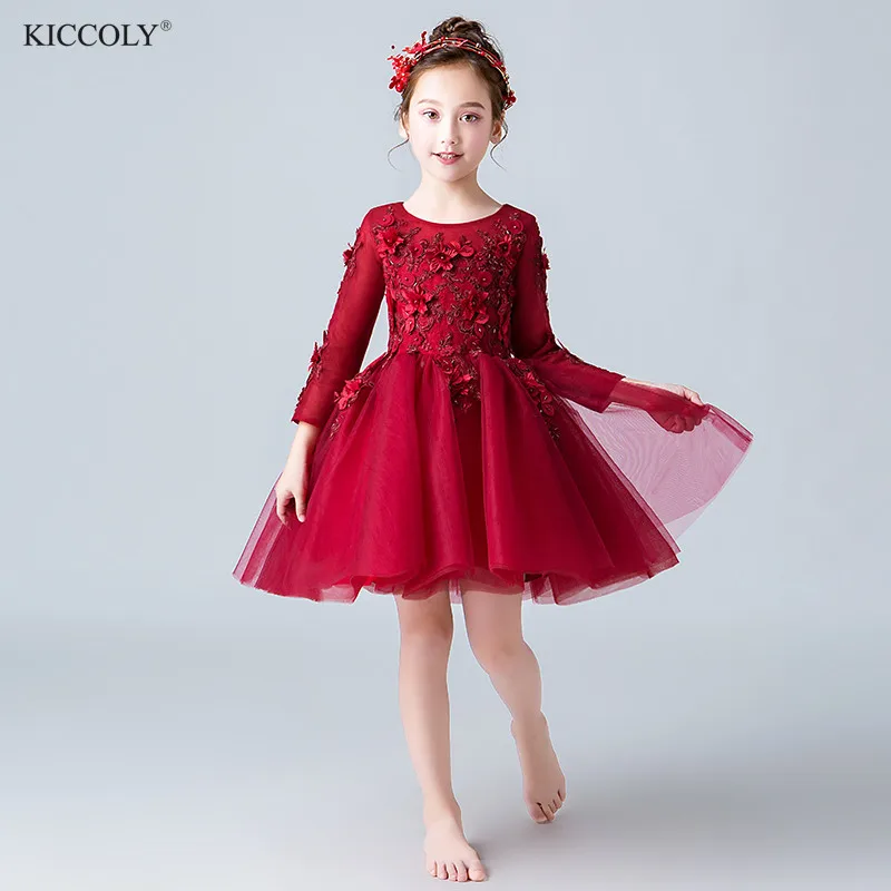Elegant Beaded Appliques Flower Girl Dress Party Pageant Gown Red Lace Long Sleeve Princess Wedding First Communion Dresses
Elegant Beaded Appliques Flower Girl Dress Party Pageant Gown Red Lace Long Sleeve Princess Wedding First Communion Dresses