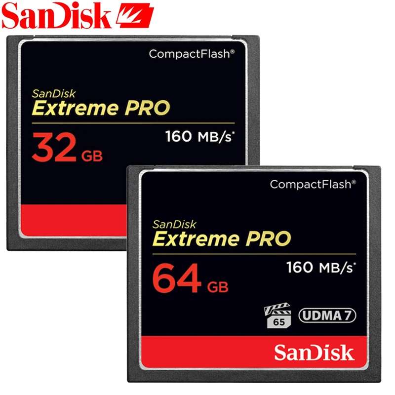 

SanDisk CF Card Extreme Pro 32GB 64GB Memory Card 128GB 256G Compact Flash 1067X 160MB/s For Rich 4K and Full HD Video SDCFXPS