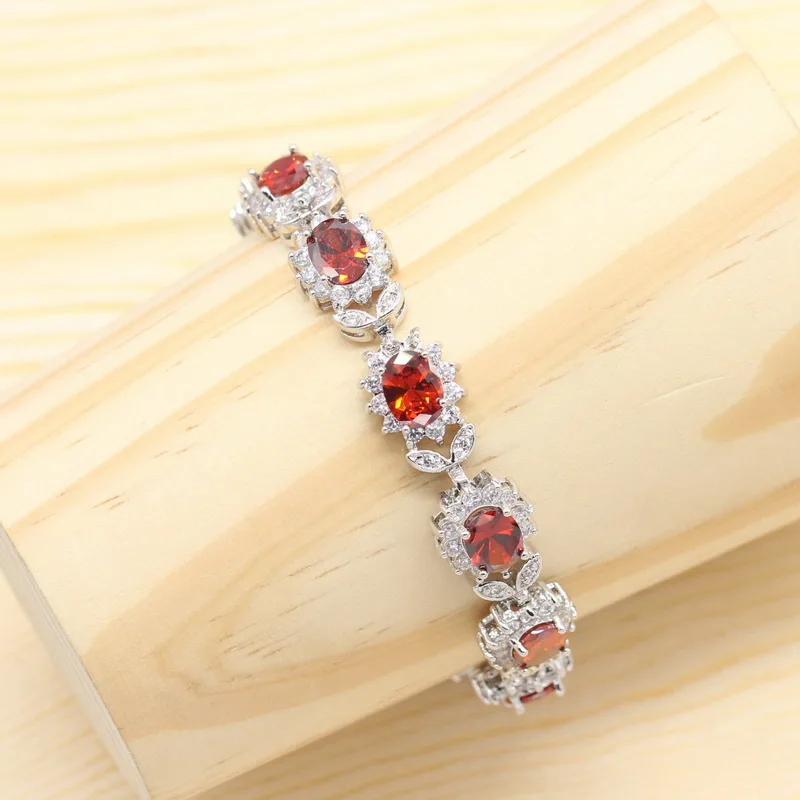 925 Silver Bridal Jewelry Sets For Women Red Garnet White Necklace Pendant Bracelets Long Earrings Rings Birthday Gift
925 Silver Bridal Jewelry Sets For Women Red Garnet White Necklace Pendant Bracelets Long Earrings Rings Birthday Gift