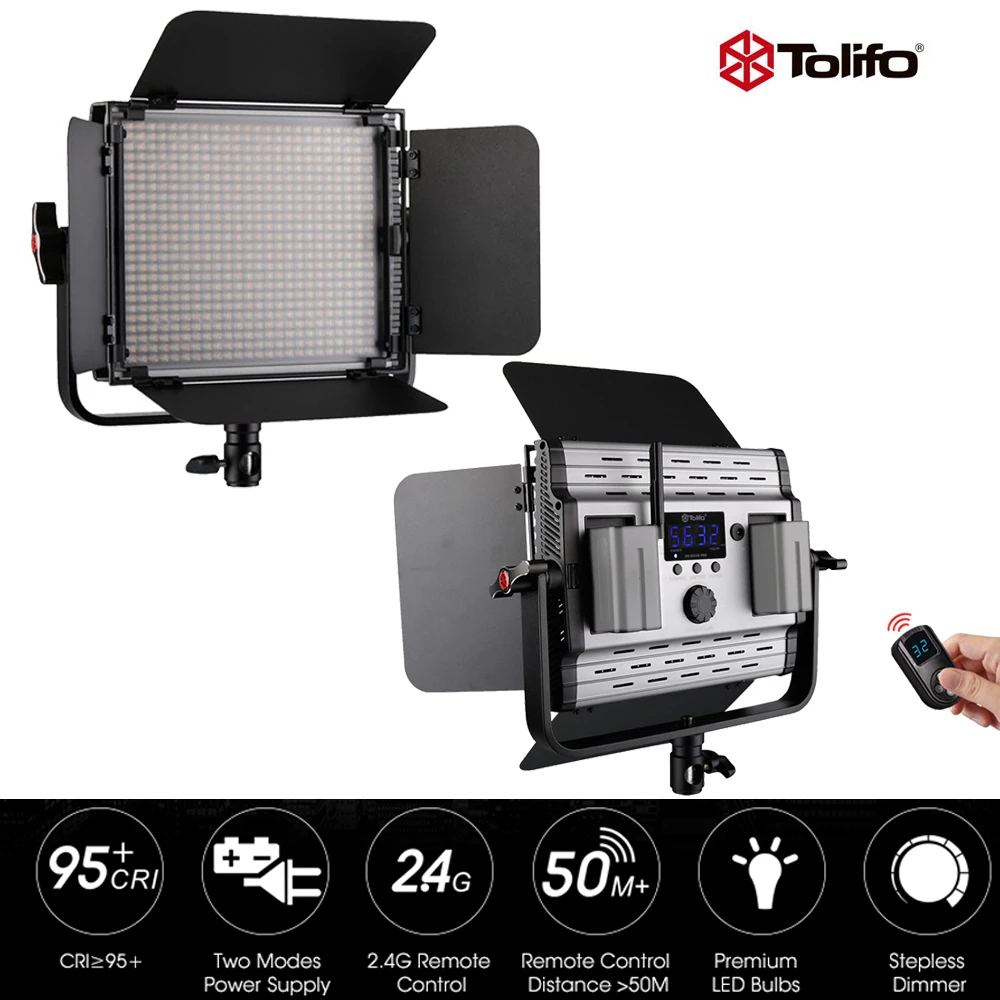Tolifo GK-600MB 2.4G Wireless Remote Control LED Video Studio Light Bi-Color & Dimmable w/Barndoor for Photography Interview
Tolifo GK-600MB 2.4G Wireless Remote Control LED Video Studio Light Bi-Color & Dimmable w/Barndoor for Photography Interview