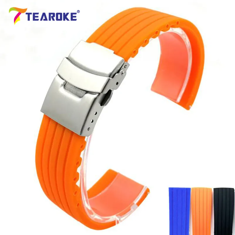Universal Silicone Watchband 18 20 22 24mm Striped Soft Rubber Folding Clasp Deployment Buckle Waterproof Diving Watch Strap
Universal Silicone Watchband 18 20 22 24mm Striped Soft Rubber Folding Clasp Deployment Buckle Waterproof Diving Watch Strap
