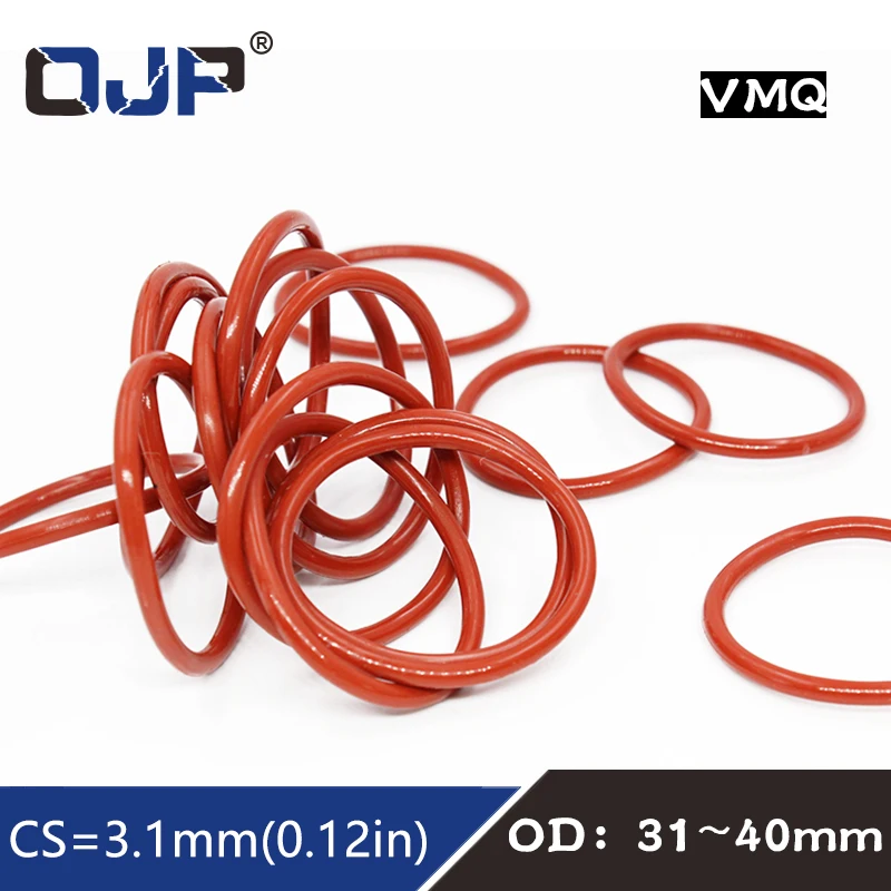 5PCS/lot Red Silicon Rings SIlicone/VMQ O ring 3.1mm Thickness OD31/32/34/35/36/38/39/40mm Rubber O-Ring Seal Gasket Washer
5PCS/lot Red Silicon Rings SIlicone/VMQ O ring 3.1mm Thickness OD31/32/34/35/36/38/39/40mm Rubber O-Ring Seal Gasket Washer