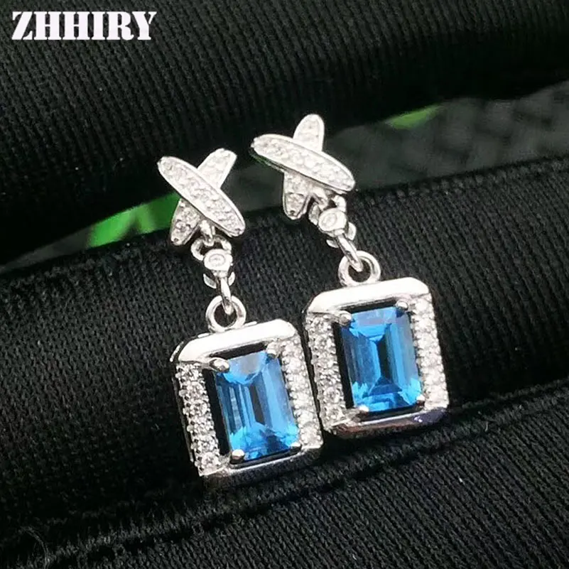 ZHHIRY Real Natural Blue Topaz Gemstone Earring Solid 925 Sterling Silver Genuine Drop Earrings Women Fine Jewelry
ZHHIRY Real Natural Blue Topaz Gemstone Earring Solid 925 Sterling Silver Genuine Drop Earrings Women Fine Jewelry