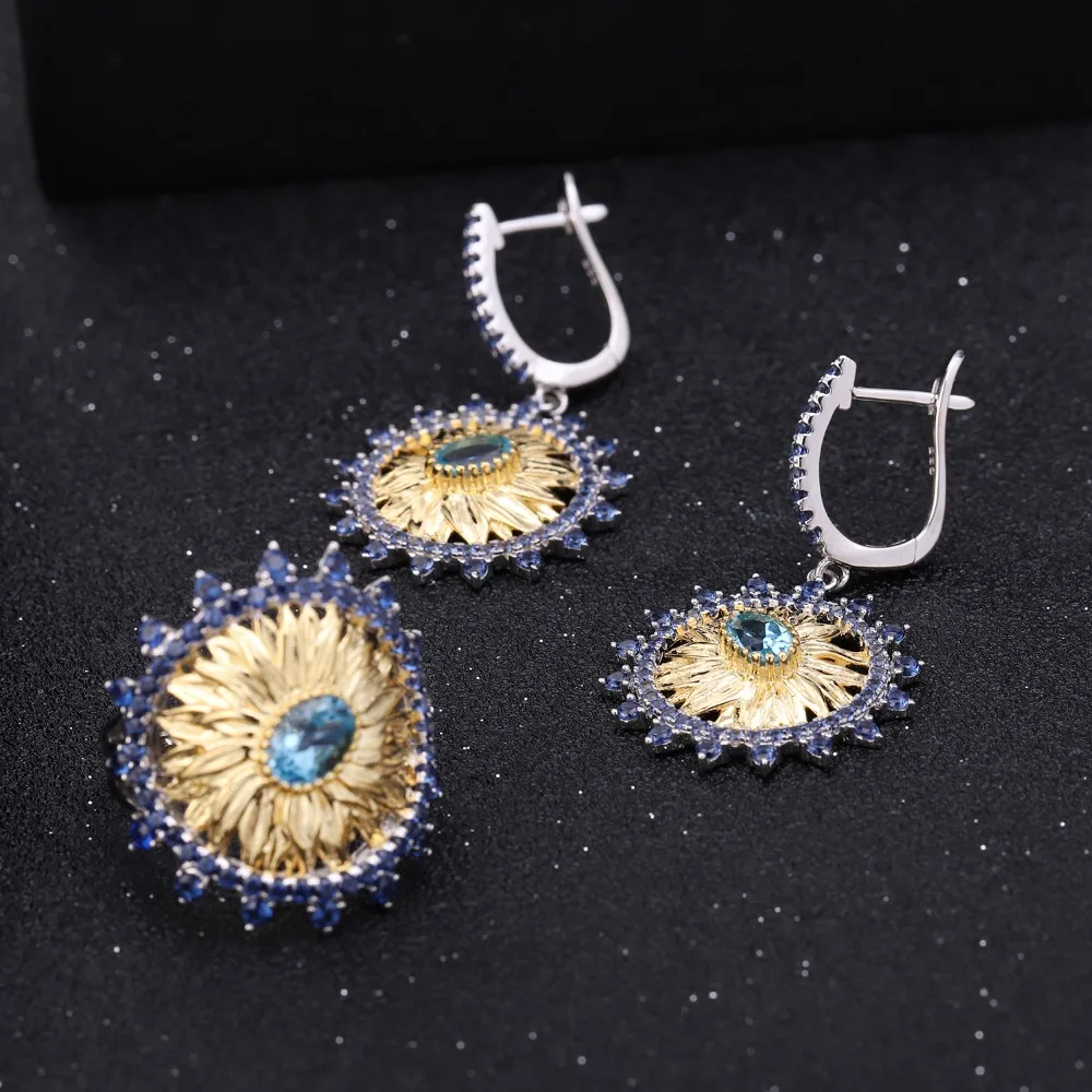 GEM'S BALLET 1.00Ct Natural Swiss Blue Topaz Sunflower Rings 925 Sterling Silver Handmade Ring for Women Bijoux Fine Jewelry
GEM'S BALLET 1.00Ct Natural Swiss Blue Topaz Sunflower Rings 925 Sterling Silver Handmade Ring for Women Bijoux Fine Jewelry