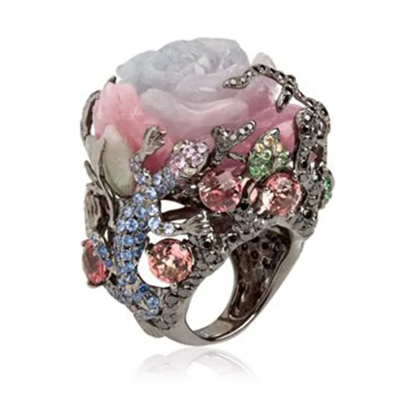 Luxury Tree Branch Lizard Design Big Rings For Women Men Vintage Turkish Black Gold Peony Rose White Pink Flower L4X878
Luxury Tree Branch Lizard Design Big Rings For Women Men Vintage Turkish Black Gold Peony Rose White Pink Flower L4X878