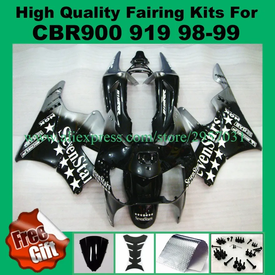 Free screws+gifts Fairing kit for HONDA CBR900RR 919 98 99 Black Sevenstar CBR 900RR CBR900 1998 1999 ABS Fairings set
Free screws+gifts Fairing kit for HONDA CBR900RR 919 98 99 Black Sevenstar CBR 900RR CBR900 1998 1999 ABS Fairings set