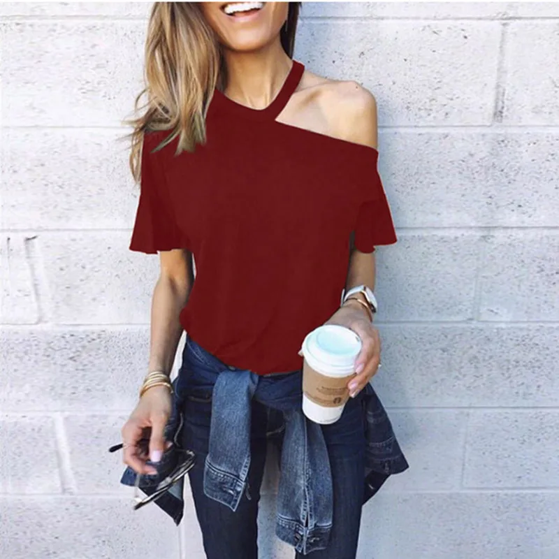 2019 Summer Fashion European and American Women T-Shirt Female Solid Cold Shoulder Tees Women Tops V-Neck Female Tops Tee 2
2019 Summer Fashion European and American Women T-Shirt Female Solid Cold Shoulder Tees Women Tops V-Neck Female Tops Tee 2