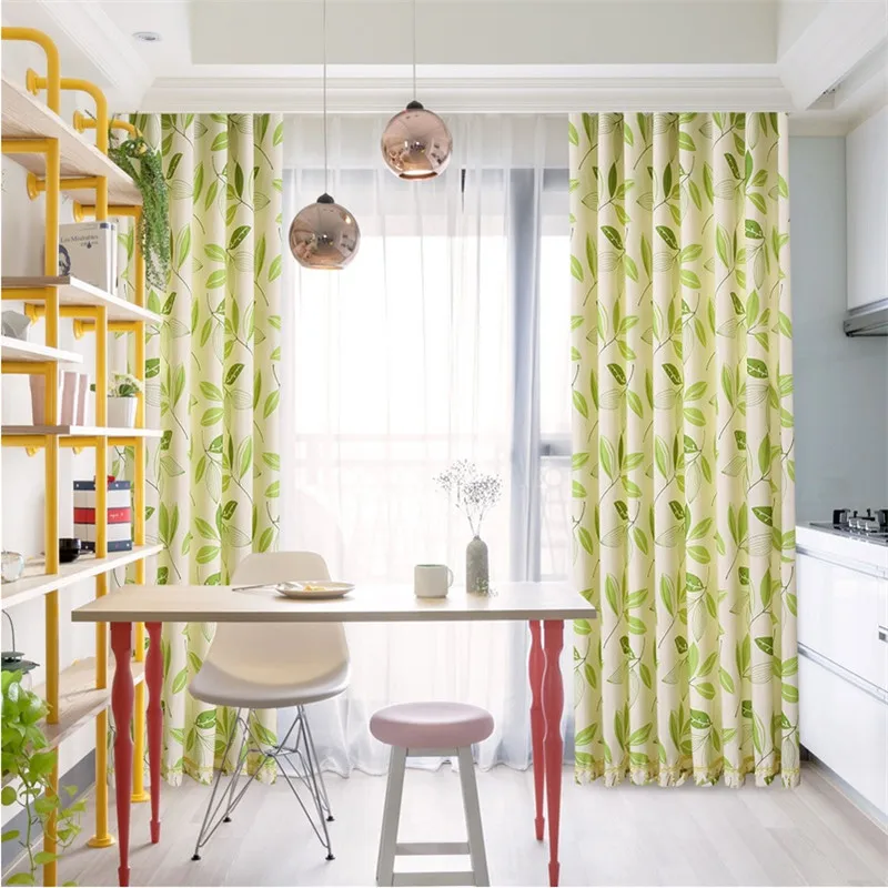 [Byetee] затемненные шторы с листочками для гостиной ткань спальни кухни льняные