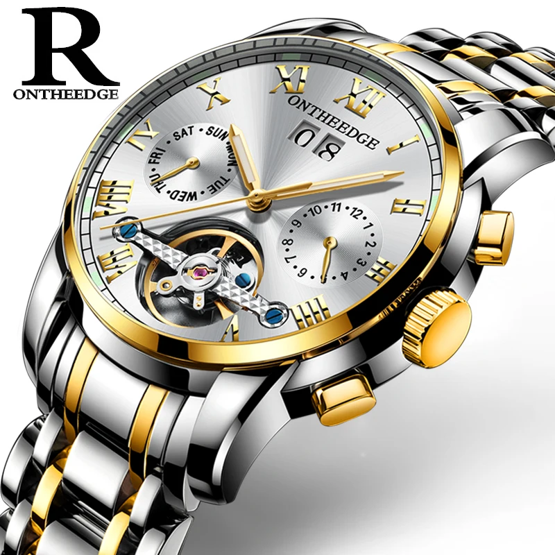 Mechanical Mens Watches Top Brand Luxury Tourbillon Watch Two Tone Stainless Steel Multifunction Automatische Horloges Mannen
Mechanical Mens Watches Top Brand Luxury Tourbillon Watch Two Tone Stainless Steel Multifunction Automatische Horloges Mannen