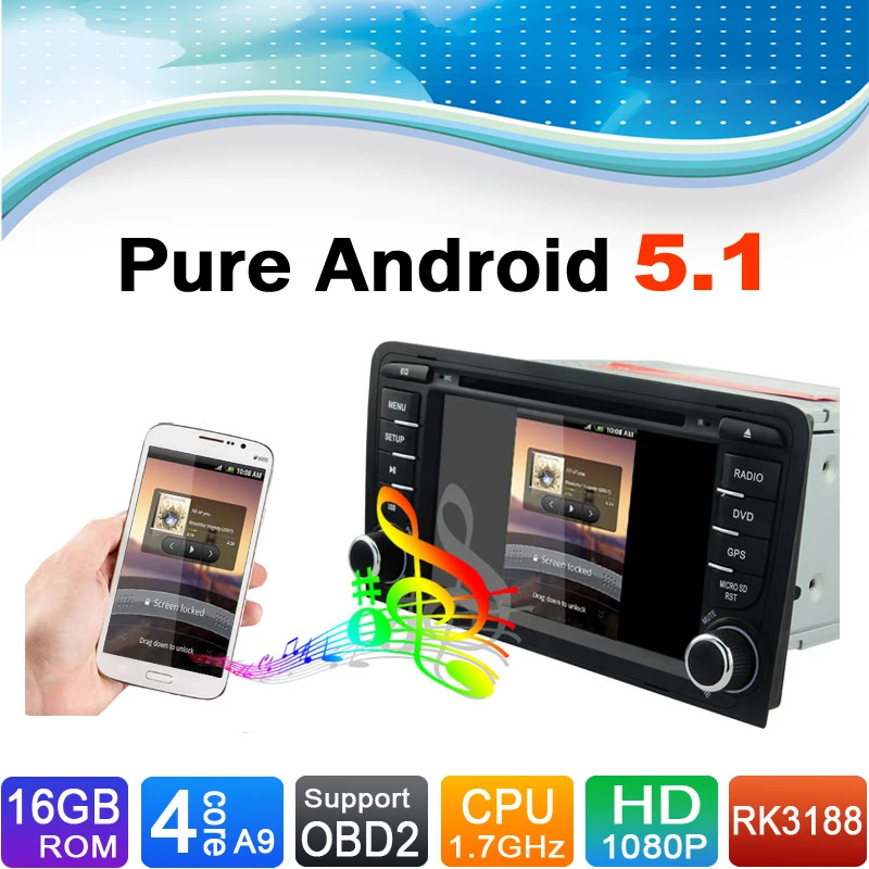 Система Android 5 1 16 Гб флэш памяти 4 ядра HD 1024X600 Авторадио автомобильный dvd плеер для