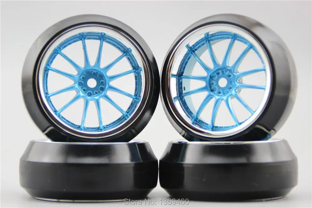 4 шт. RC 1/10 Жесткий Drift шина обод колеса с шиной H12S1CB 3 мм Смещение (хром + живопись