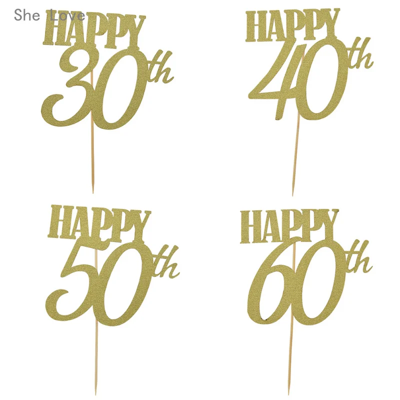 Chzimade 2pcs Gold Happy 30/40/50/60th Topper Glitter Silhouette Cake Topper Wedding Birthday Party Cake Decoration
Chzimade 2pcs Gold Happy 30/40/50/60th Topper Glitter Silhouette Cake Topper Wedding Birthday Party Cake Decoration
