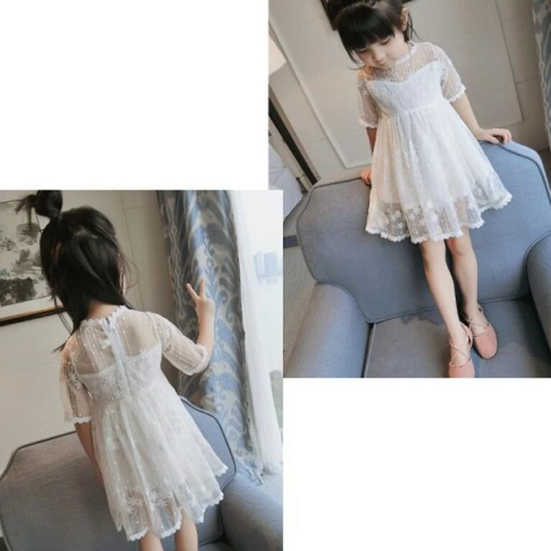 Summer Girl Lace Dress 2018 Kids Dresses For Girls Princess Party Wedding Birthday Short Sleeve Baby Toddler JW3545 | Детская одежда и