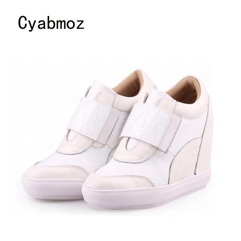 

Cyabmoz Genuine leather Wedge Platform High heels Women Shoes Woman Zapatillas deportivas Zapatos mujer Ladies Height increasing