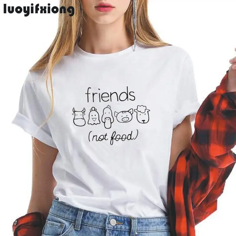 Friends Not Food Letter Graphic Print Women Tshirt Black White Short Sleeve Hipster T Shirt Women Tops Casual Tee Shirt Femme
Friends Not Food Letter Graphic Print Women Tshirt Black White Short Sleeve Hipster T Shirt Women Tops Casual Tee Shirt Femme