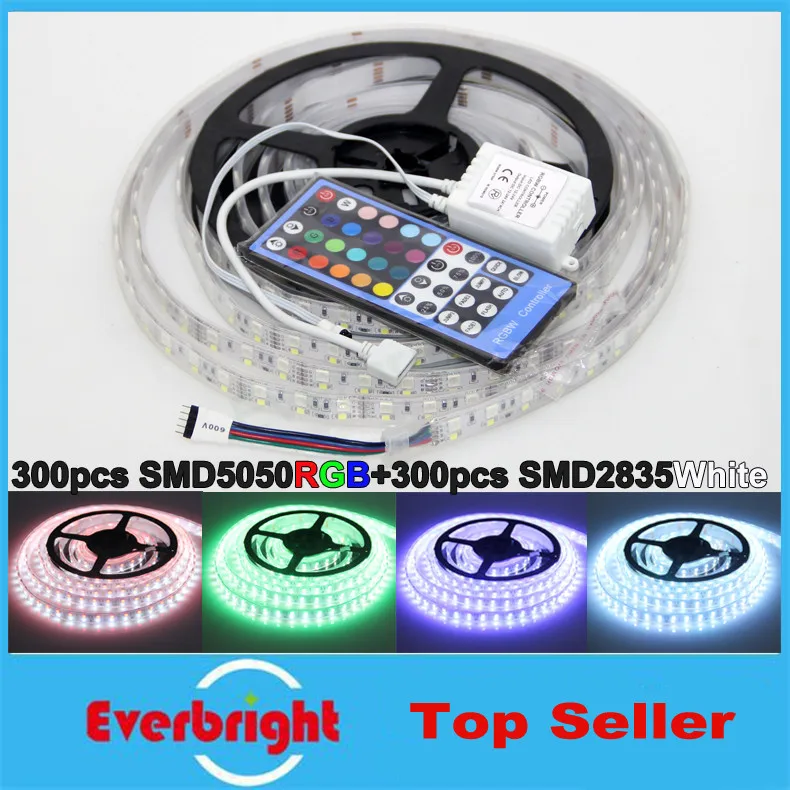 5M 600LEDs SMD5050 RGB SMD2835 White Flexible LED Strip Light Waterproof IP67 DC12V RGBW 300LEDs/m + 40 key IR reomte Controller
5M 600LEDs SMD5050 RGB SMD2835 White Flexible LED Strip Light Waterproof IP67 DC12V RGBW 300LEDs/m + 40 key IR reomte Controller