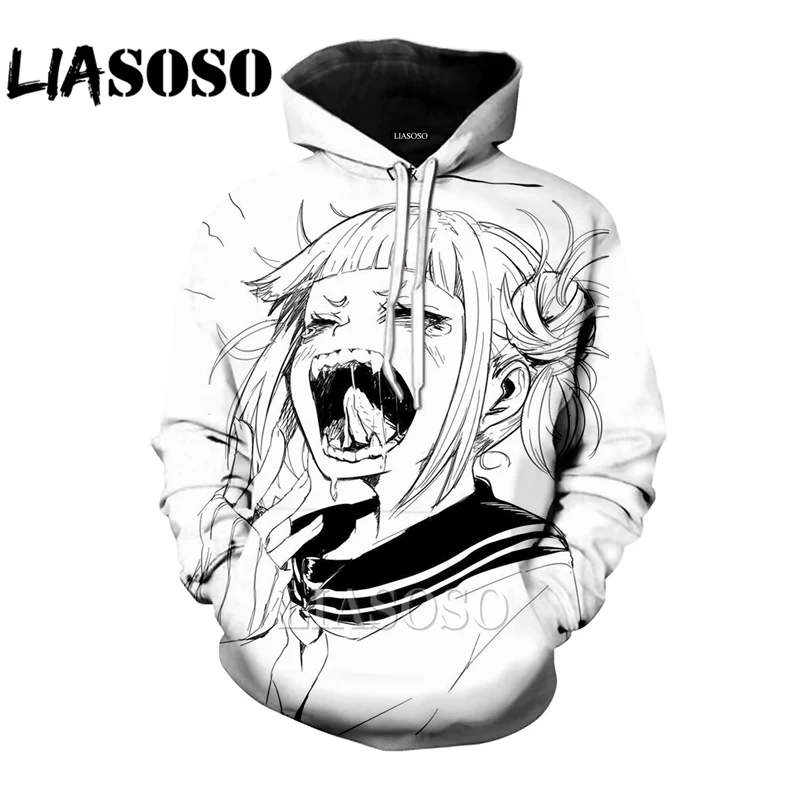 Модные толстовки liaseo с аниме принтом животных толстовка в стиле Харадзюку для