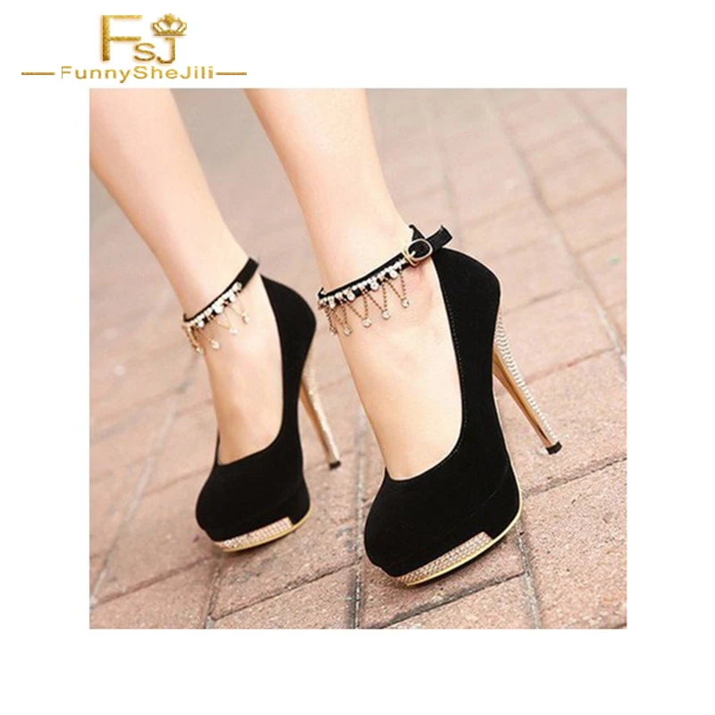 Black Ankle Strap Heels Platform Pumps Suede Shoes with Rhinestone shoe women rero fashion chain party FSJ big size US 14 pumps
Black Ankle Strap Heels Platform Pumps Suede Shoes with Rhinestone shoe women rero fashion chain party FSJ big size US 14 pumps