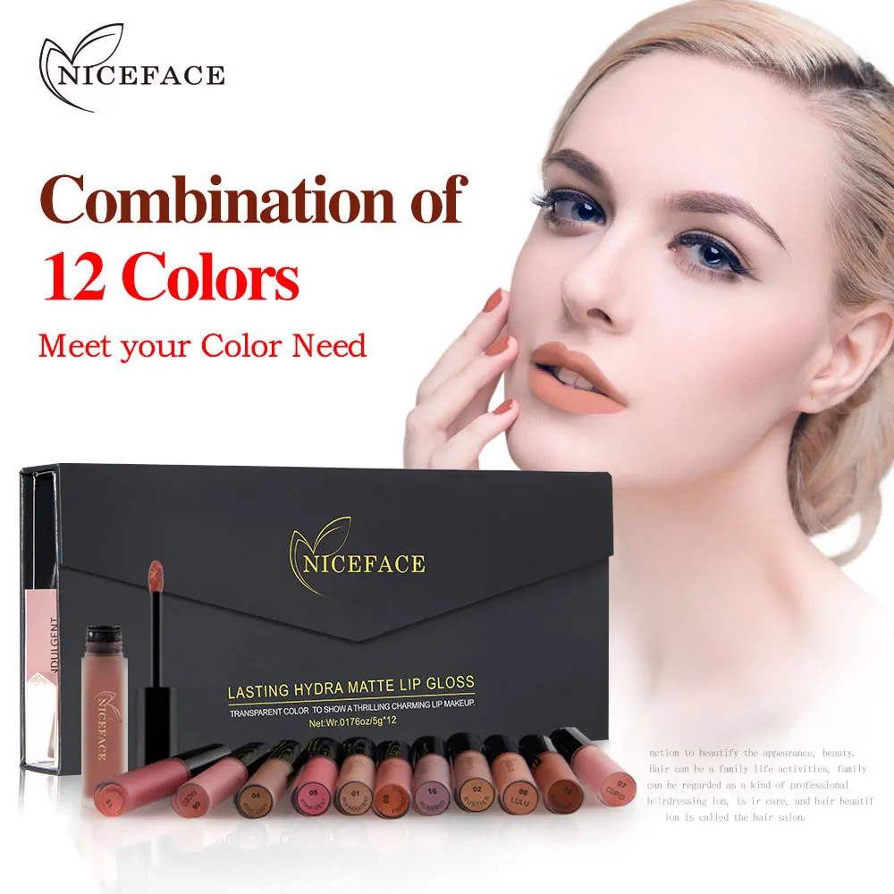 NICEFACE 12pcs/lot Lipstick Matte Long-Lasting Lipstick Liquid Lip Stick Make Up Pigments Sexy Red Purple Velvet Matte Lip Gloss
NICEFACE 12pcs/lot Lipstick Matte Long-Lasting Lipstick Liquid Lip Stick Make Up Pigments Sexy Red Purple Velvet Matte Lip Gloss