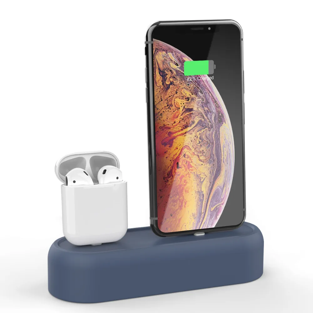 2 in 1 Silicone Stand Holder for Airpods Charging Box Charger Dock Stand for Airpods Accessories Mobile Phone Holder for iPhone
2 in 1 Silicone Stand Holder for Airpods Charging Box Charger Dock Stand for Airpods Accessories Mobile Phone Holder for iPhone