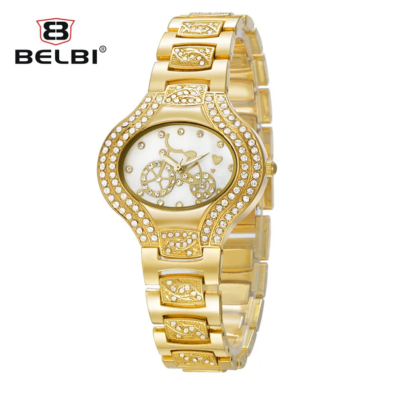 BELBI 2018 Лидер продаж Для женщин часы роскоши леди женские золотистые Наручные