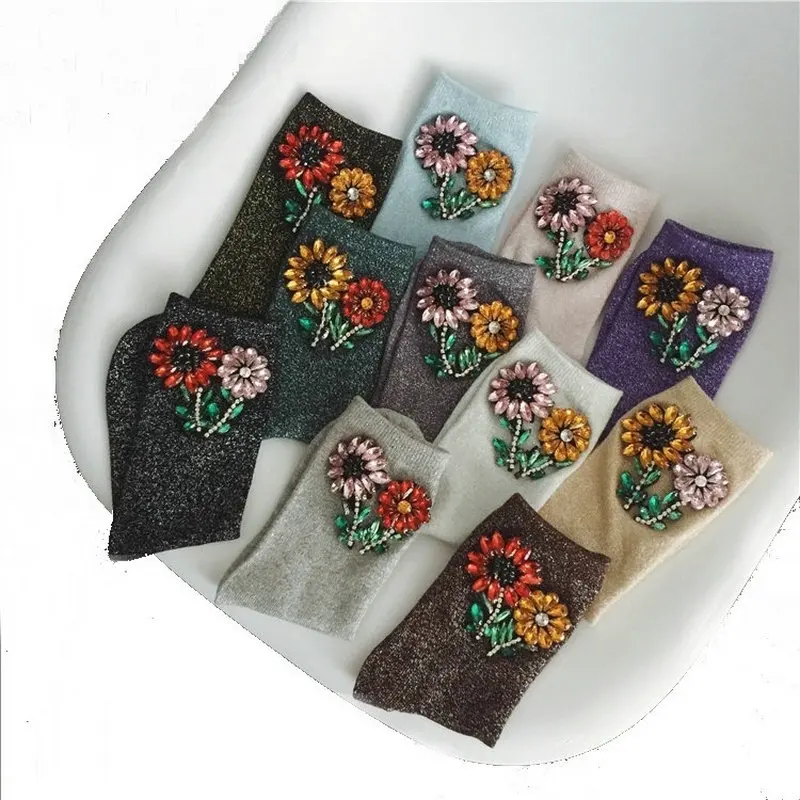 Women Winter Short Silk Socks Flower Handmade Colorful Silver Shiny Sunflower Crystal Rhinestone Socks
Women Winter Short Silk Socks Flower Handmade Colorful Silver Shiny Sunflower Crystal Rhinestone Socks