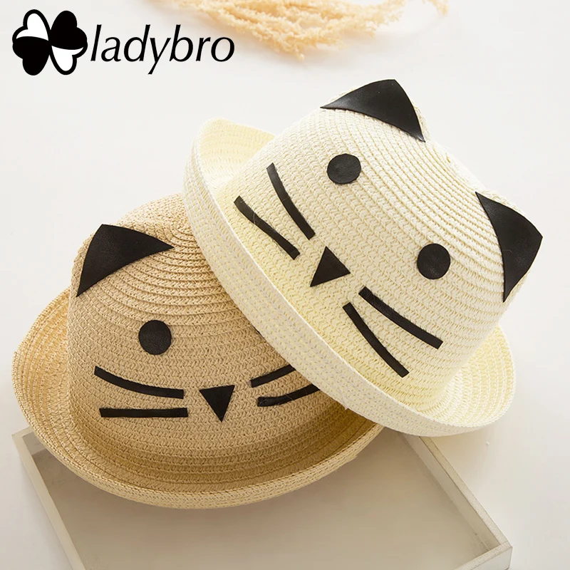 Женская Соломенная Шапка с кошачьими ушками Ladybro милая пляжная шапка в стиле