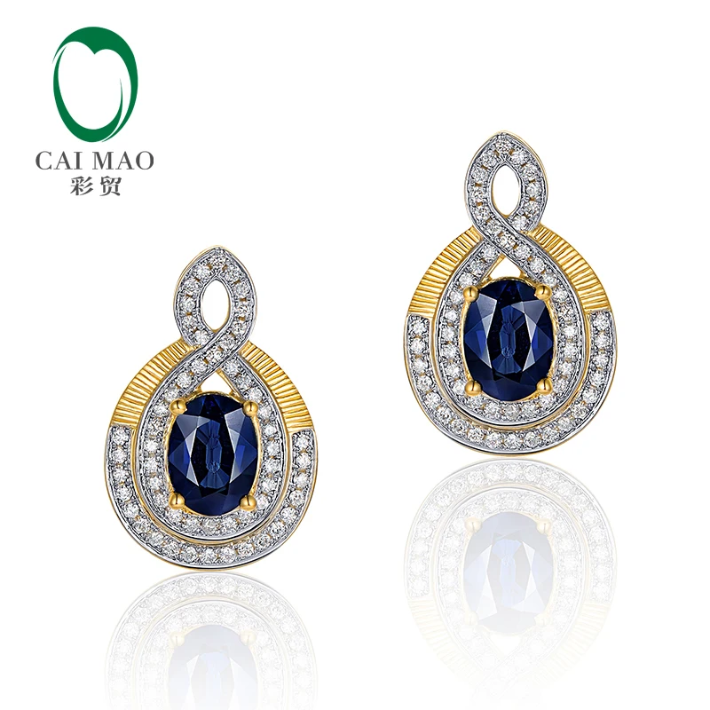 Caimao Jewelry 14K Yellow Gold Natural 2.06ct Sapphires & 0.43ct Natural Diamonds Earrings
Caimao Jewelry 14K Yellow Gold Natural 2.06ct Sapphires & 0.43ct Natural Diamonds Earrings