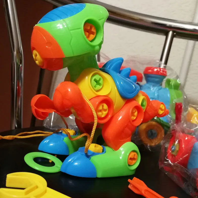Сборная игрушка сделай сам для детей динозавр/локомотив развивающие блоки