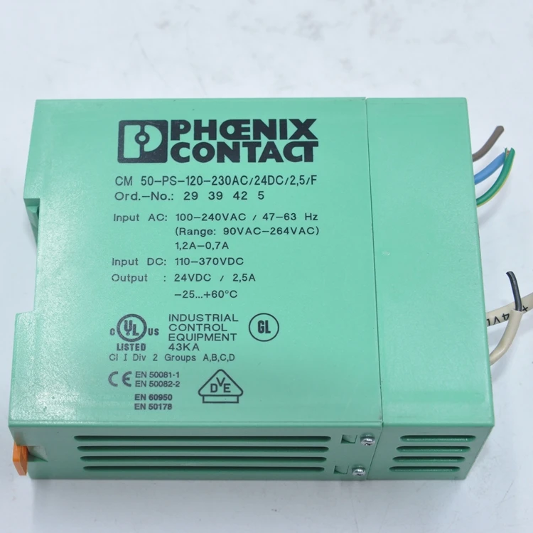 PHOENIX CONTACT CM 50-PS-120-230AC/24DC/2,5F POWER SUPPLY CM50PS120230AC24DC25F
PHOENIX CONTACT CM 50-PS-120-230AC/24DC/2,5F POWER SUPPLY CM50PS120230AC24DC25F