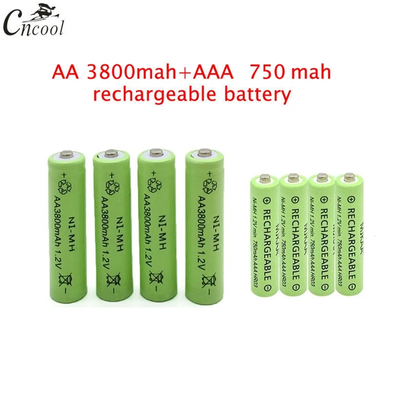 20 шт AA 3800mAh Ni MH аккумуляторы + AAA 750mAh Аккумуляторы|Перезаряжаемые батареи| |