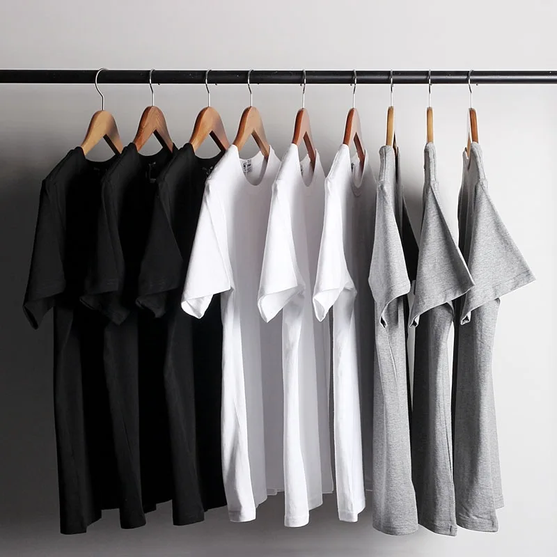 Черно-серая белая футболка из 100% хлопка новая модная мужская Однотонная с