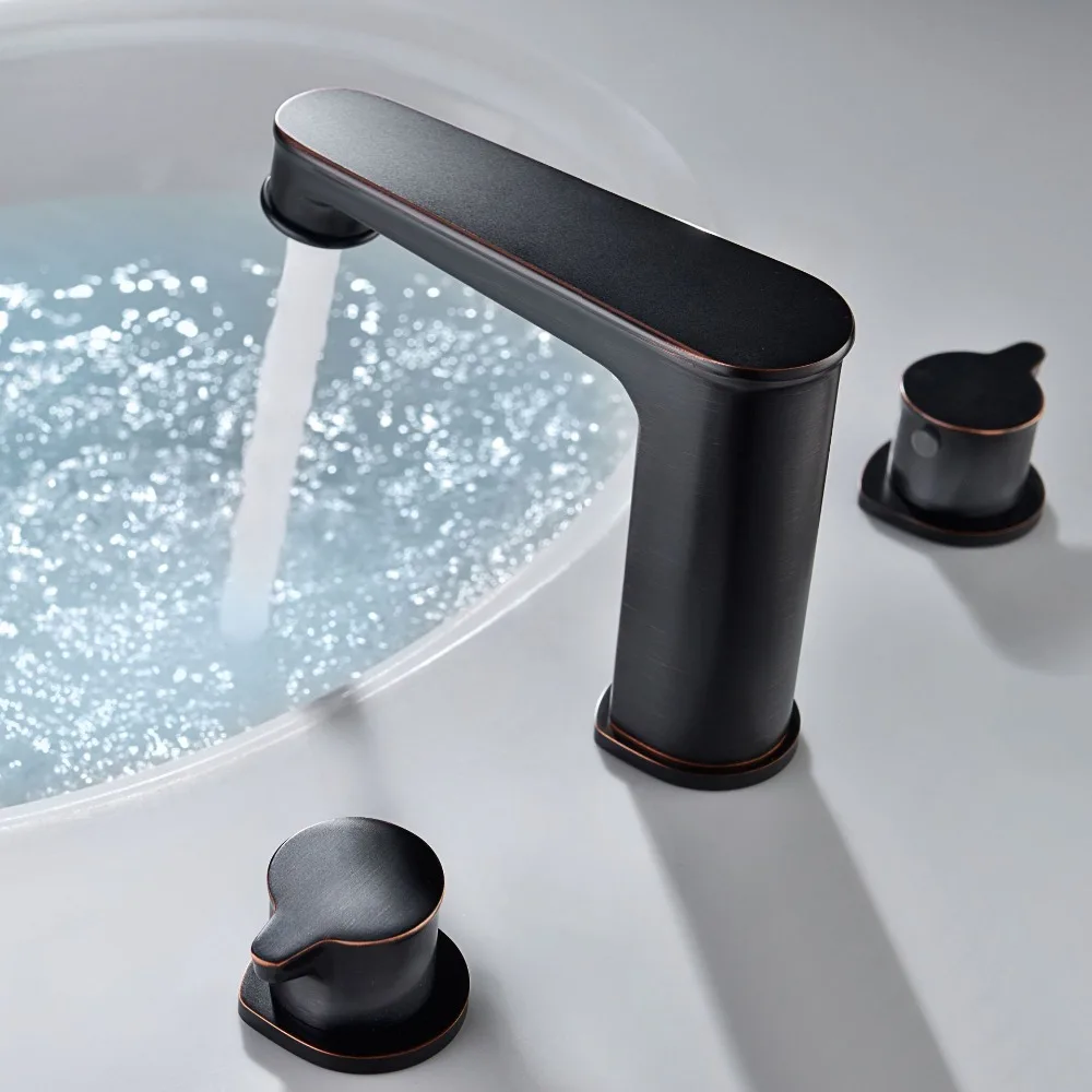 Oil-Rubbed Bronze Brass WideSpread Bathroom Faucet Two Handle Three-Hole Bathroom Vanity Sink Faucet basin mixer faucet-
Oil-Rubbed Bronze Brass WideSpread Bathroom Faucet Two Handle Three-Hole Bathroom Vanity Sink Faucet basin mixer faucet-