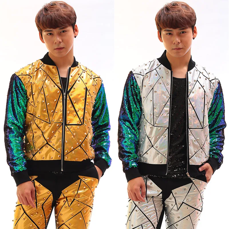 Novelty Men's Fashion sequins Laser Leather jacket pants Nightclub Male singer dancer stage show performance wear
Novelty Men's Fashion sequins Laser Leather jacket pants Nightclub Male singer dancer stage show performance wear