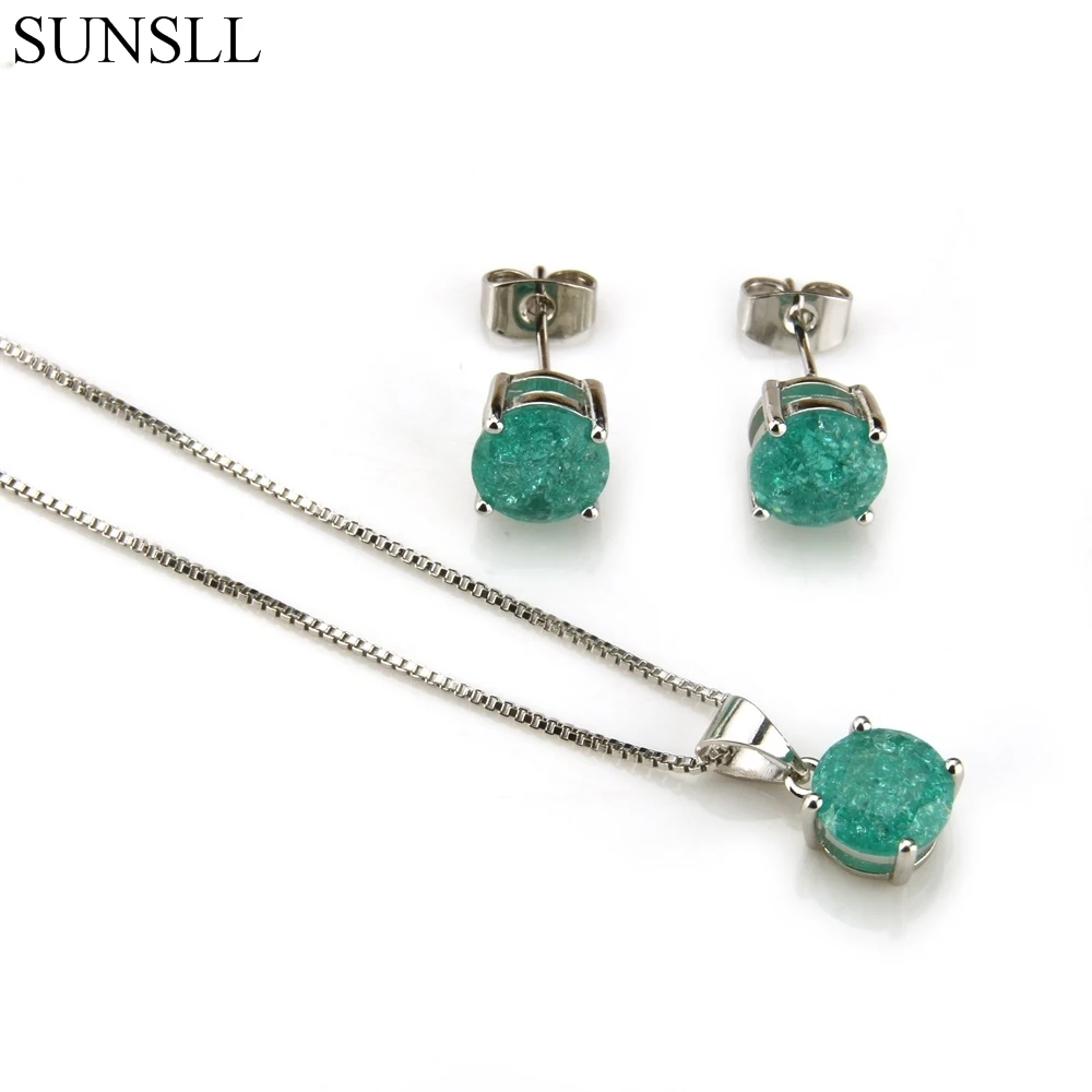 SUNSLL Silver Color Copper Multicolor Crack Cubic Zirconia Stud Earrings And Pendant Necklaces Women's Fashion Jewelry Sets
SUNSLL Silver Color Copper Multicolor Crack Cubic Zirconia Stud Earrings And Pendant Necklaces Women's Fashion Jewelry Sets