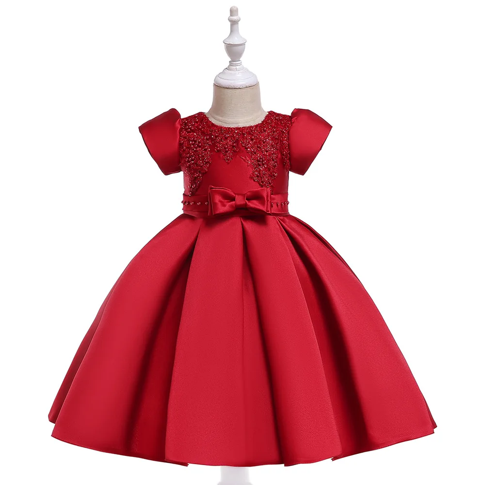 New European American Style Satin Children's Red Dress Beaded Bow Host Performing Gown Banquet Catwalk Evening Dress For Girls
New European American Style Satin Children's Red Dress Beaded Bow Host Performing Gown Banquet Catwalk Evening Dress For Girls
