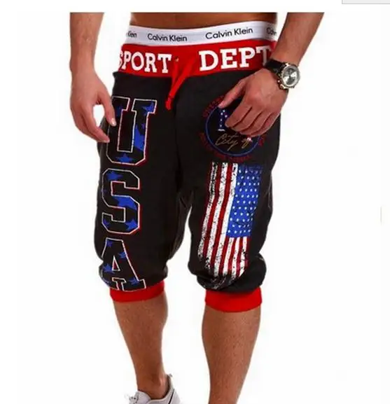 Брюки-Капри с принтом США спортивные штаны в стиле хип-хоп для тренировок Капри