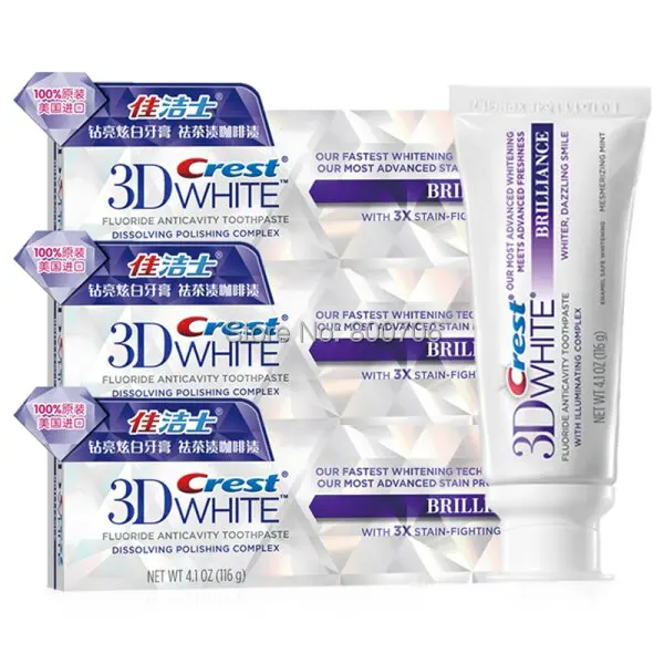 Белая зубная паста 6 Crest 3D Brilliance 4 1 унции яркая перечная мята|white toothpaste|crest 3d white